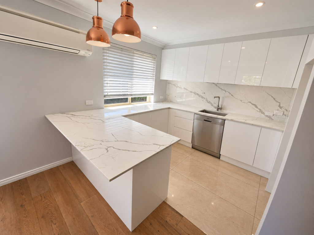 Kitchen with pendant lighting